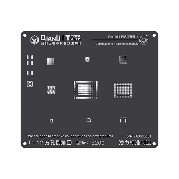 2D iBlack E200 Communication Base Band BGA Reballing - Phone 6S Svart