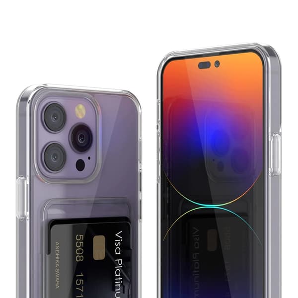 iPhone 14 Pro Max Mobilskal med Korthållare TPU Rvelon  - Transparent Transparent