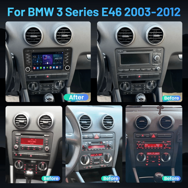 Fortdows Bilstereo Bilradio 7 tum för Audi A3 2003-2012, 4+64 GB, CarPlay Android Auto, WiFi 6, AHD Backkamera