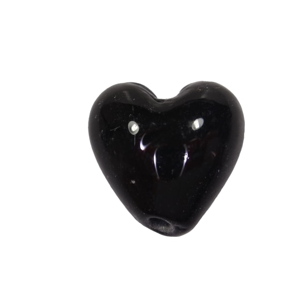 10st Glaspärlor Hjärtan Lampwork 12mm Svarta svart 12 mm