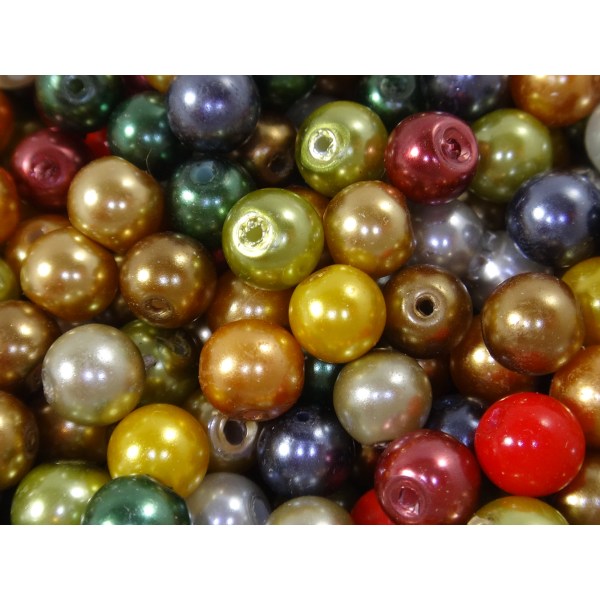 100st Vaxade Glaspärlor 6mm - Blandade Färger flerfärgad 6 mm