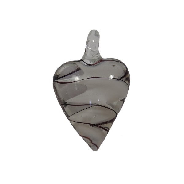 Glashänge - Hjärta - Vitt vit 45 mm