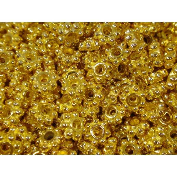 100st Guldfärgade Pärlor Blommor guld 4 mm