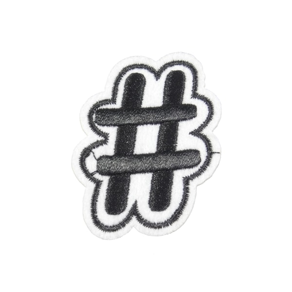 6st Tygmärken - Hashtag - Storlek 5,5cm svart