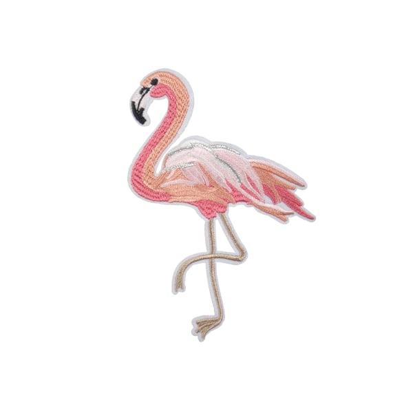 6st Tygmärken - Flamingo - Storlek 14,4cm rosa