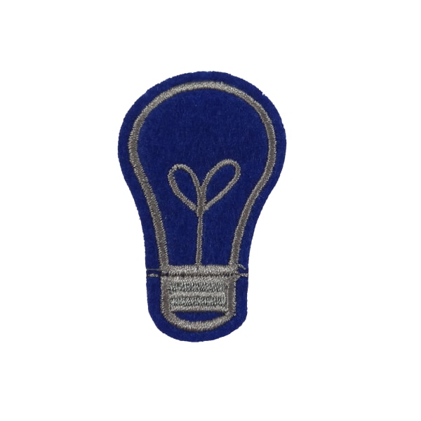 6st Tygmärken - Glödlampa - Storlek 5,3cm blå
