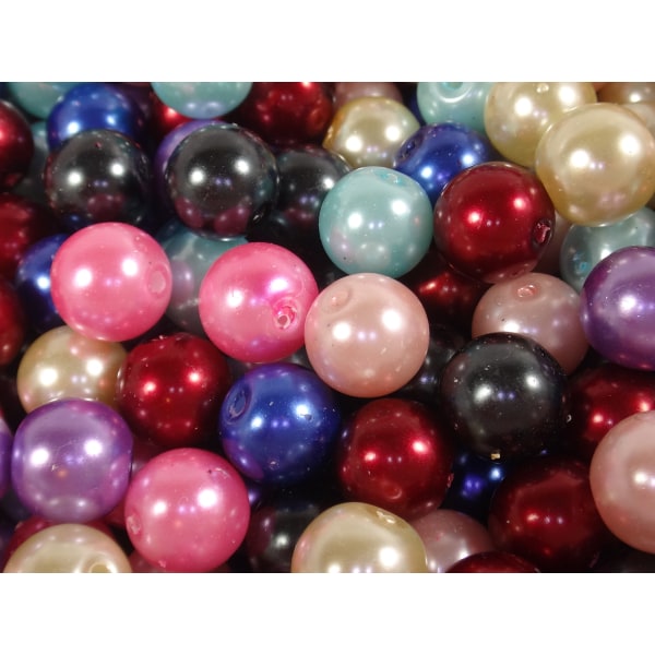 170st Vaxade Glaspärlor 10mm - Blandade Färger flerfärgad 10 mm