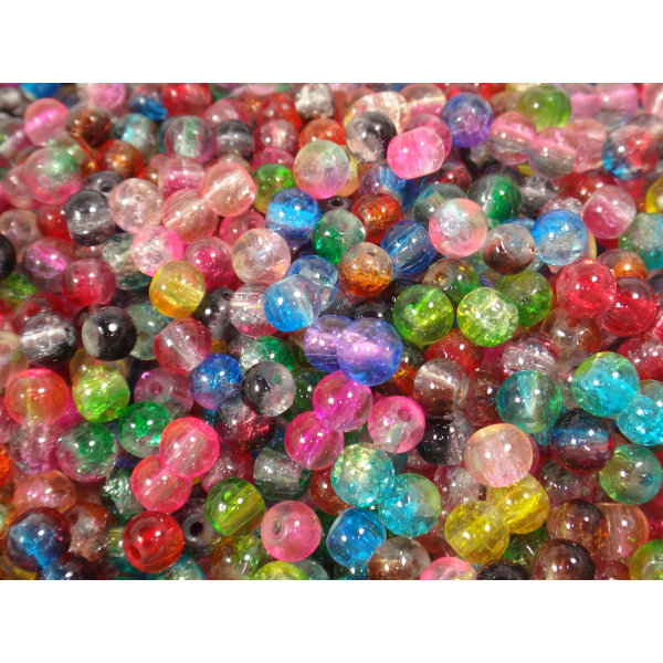 300st Crackle Glaspärlor 4mm- Blandade Färger flerfärgad 4 mm