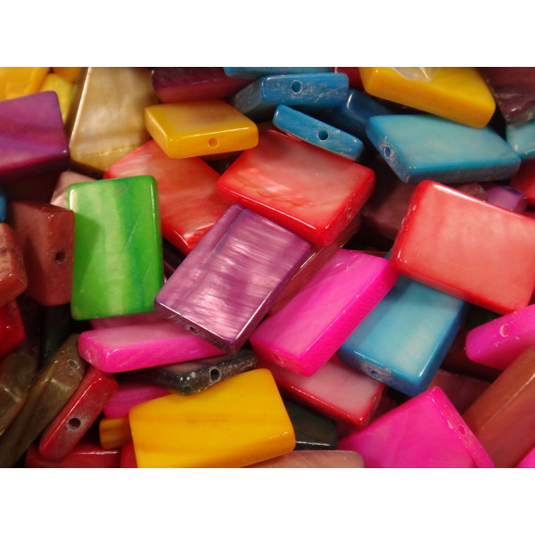 25st Snäckskalspärlor Rutor - Blandade Färger flerfärgad 15 mm