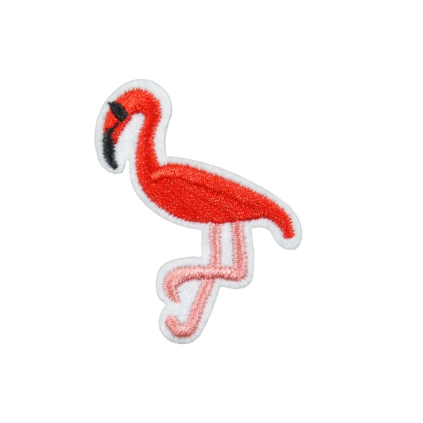 6st Tygmärken -Flamingo - Storlek 4,3cm röd