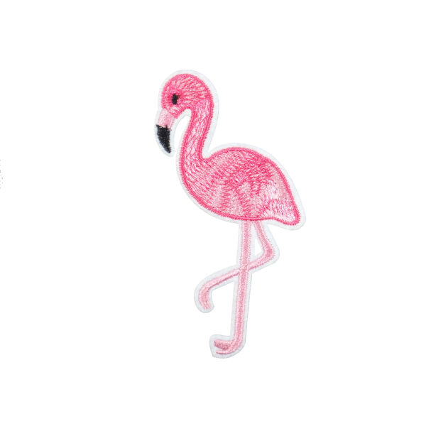 6st Tygmärken - Rosa Flamingo - Storlek 9,8cm rosa