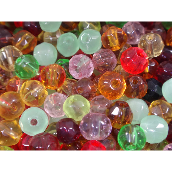 100st Facetterade Glaspärlor 4mm - Blandade Färger flerfärgad 4 mm