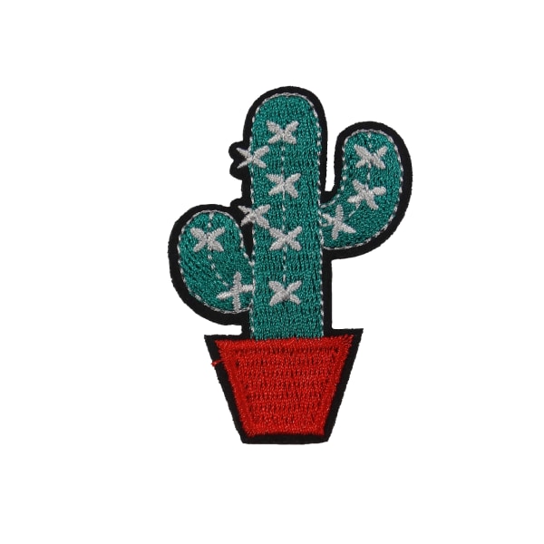 6st Tygmärken -Kaktus - Storlek 6,5cm flerfärgad