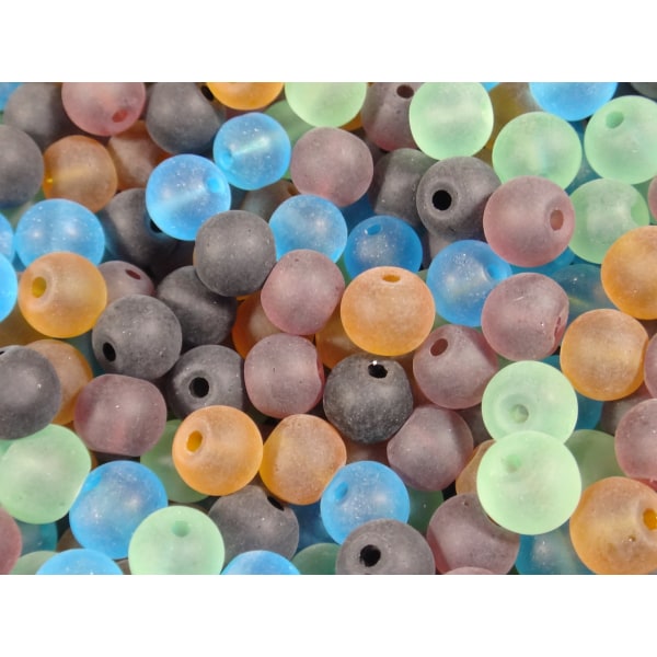 50st Runda Frostade Glaspärlor 6mm- Blandade Färger flerfärgad 6 mm