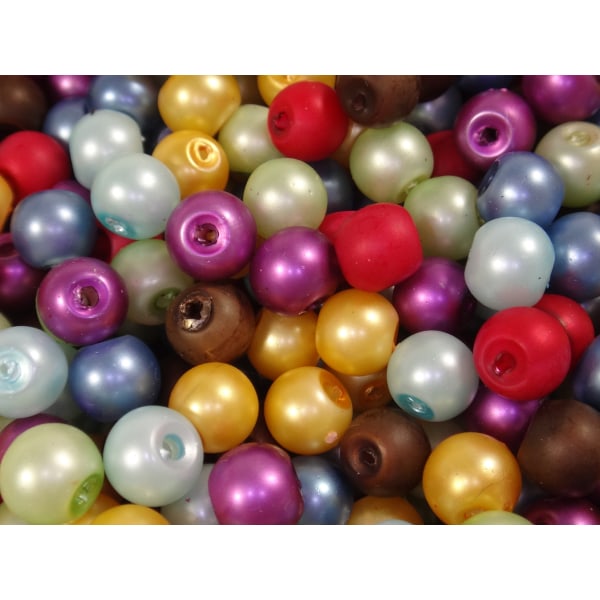 700st Matta Glaspärlor 6mm - Blandade Färger flerfärgad 6 mm