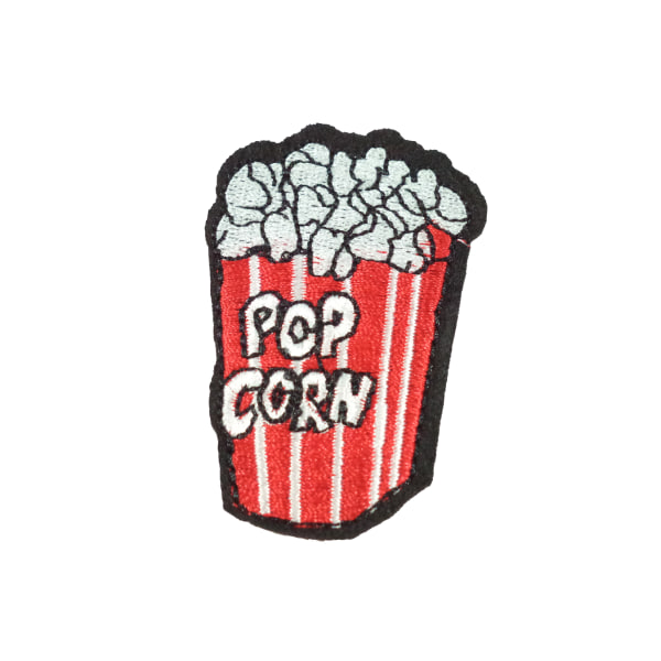 6st Tygmärken - Popcorn - Storlek 6,2cm röd