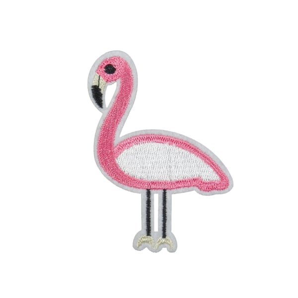 2st Tygmärken - Rosa & Vit Flamingo - Storlek 7,2cm flerfärgad