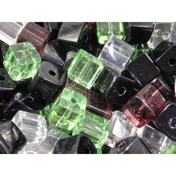 330st Cubic Glaspärlor 6mm - Blandade Färger flerfärgad 6 mm