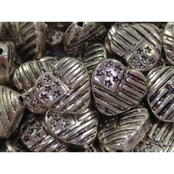 25st Metallpärlor Hjärtan USA - Nickelfria grå 10 mm