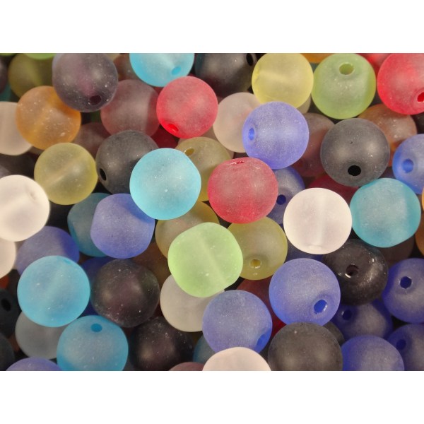 50st Runda Frostade Glaspärlor - Blandade Färger 8 mm