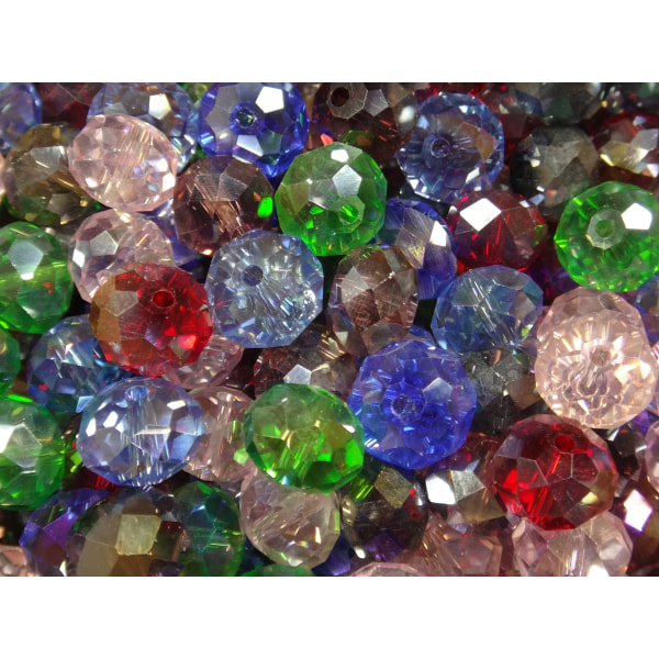 40st Facetterade Glaspärlor 9,5mm - Blandade Färger flerfärgad