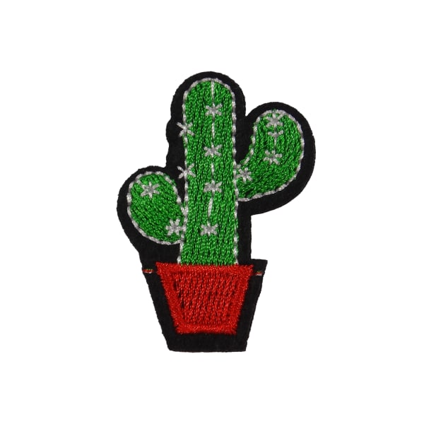 6st Tygmärken - Kaktus - Storlek 5cm grön