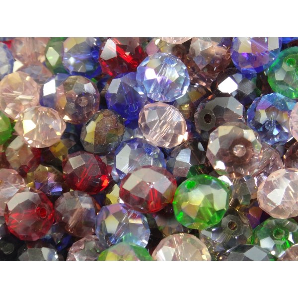 40st Facetterade Glaspärlor 9,5mm - Blandade Färger flerfärgad