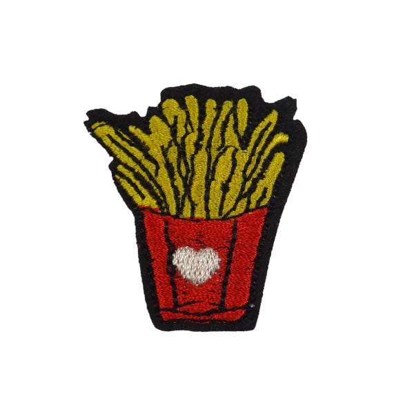 6st Tygmärken - French Fries Pommes - Storlek 4,4cm flerfärgad