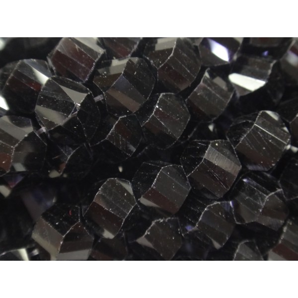 350st Facetterade Twist Glaspärlor 8mm - Svarta svart 8 mm