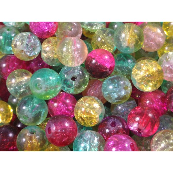 60st Crackle Glaspärlor 8mm- Tvåfärgade- Blandade Färger flerfärgad 8 mm