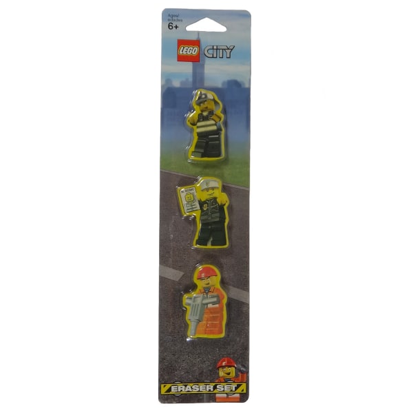 3st Lego City Suddigummi - Eraser Set - Lego motiv 852673 flerfärgad