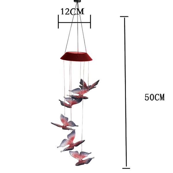 Sommerfugle vindspil udendørs, hængende solcellelamper, have