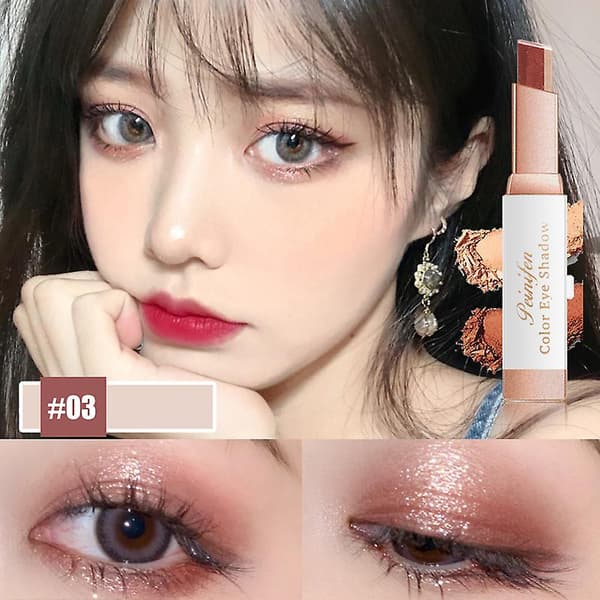 Gradient Glitter Ögonskuggsstift 2-tonad Skuggpenna Snabb Makeup Kosmetika för Kvinnor Modifiering A