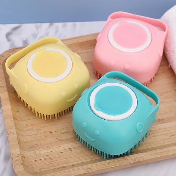 ZK-One blød silikone hundebørste kæledyrsshampoo massage badebørste badeværelse hundevask massagedispenser skønhedsbruserbørste (pink) A