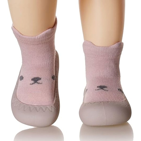 1 par baby skor, tecknad mjuk gummisula för toddler , halkfri golvtofflor för pojkar, flickor, går först (13,2 cm)