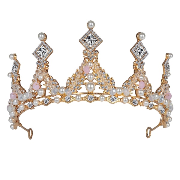 Crystal Princess Crown för flickor, Gold Kid födelsedag tiaror med