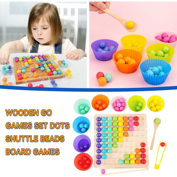 Wooden Board Bead Game Toy, Kptoaz Wooden Go Games Set Rainbow Clip Beads Pussel Pärlor Brädspel Tidig utbildning Matchande spel Memory Toy for Boys