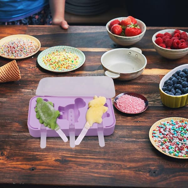 Silikonisbitbrett Dinosaurform, Dinosaur Såpeform, 3D Silikonmatte Godteri Kjeks Baking Lage Leire Is Hard Harpiks Gummiform Brett Sett Dekor A