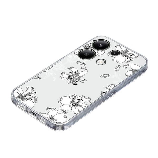 För Xiaomi Redmi Note 13 Pro 4G/Poco M6 Pro 4G TPU-telefonfodral Mönstertryck Vit Blomma