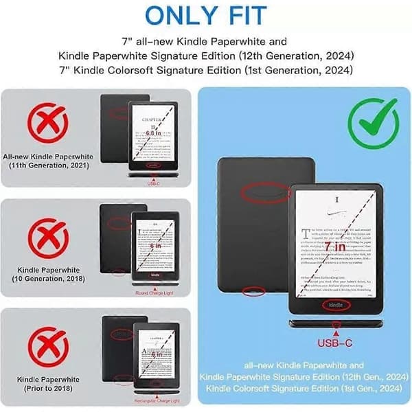 Flipfodral för Kindle Paperwhite 12:e generationen-2024 7\", Slim Fit Stativfodral (orange)