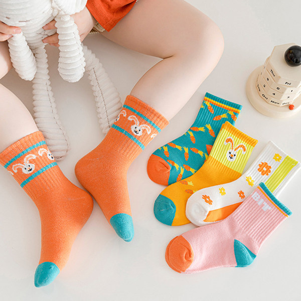 5 par Princess mid-tube sklisikre sokker i søt stil