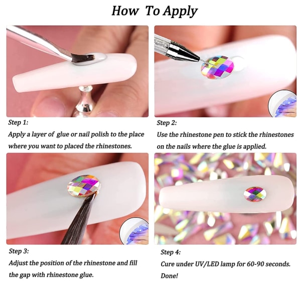 Nagelkristall Rhinestones Runda Stenar, för Konstdekorationer