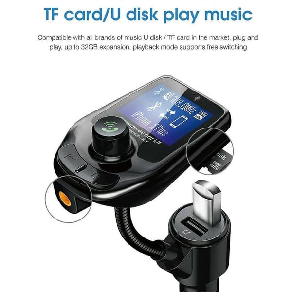 Bluetooth bil FM-sender MP3-afspiller håndfri radioadapter sæt USB-oplader