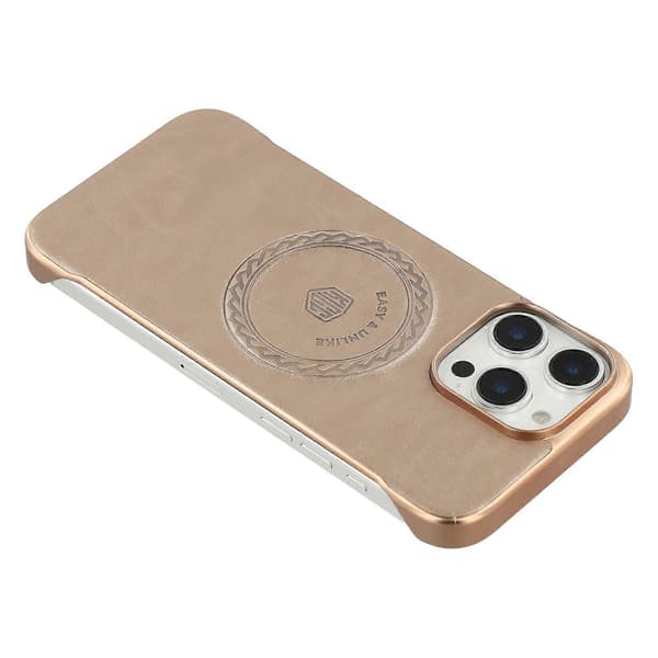 KIGC för iPhone 15 Pro magnetiskt fodral galvanisering PC + PU telefonbaksida