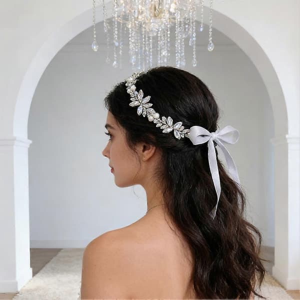 Jenter Brudestil Perle Blomsterkrone Søt Stil Hodeplagg Tiaraer For Kvinner til Daglig Bruk A