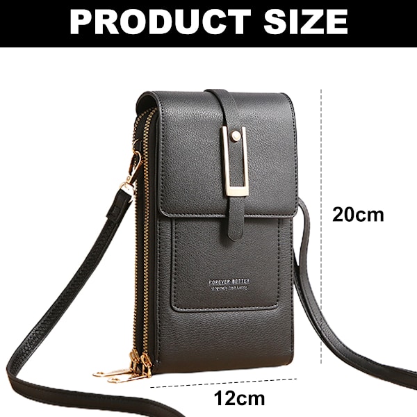 Liten crossbody mobiltelefon plånbok för kvinnor - PU läder mobiltelefon väska - med axelrem