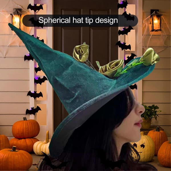 Halloween Grønn Partyhatt for Heksekostyme og Cosplay-tilbehør A