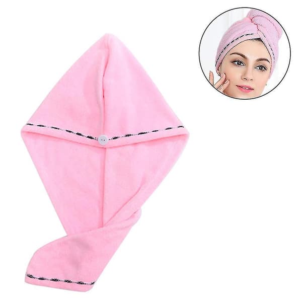 Rosa 3-pack superabsorberande snabbtorkande mikrofiberhuvuddukar duschmössor A