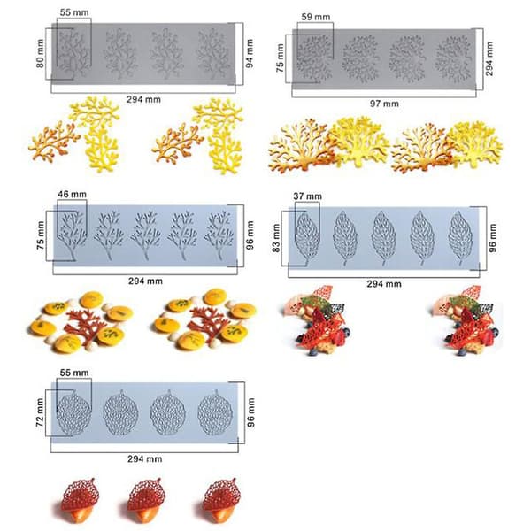 3D hule koral-/blad-silikoneforme fondantkagepyntform til køkkenbagning A