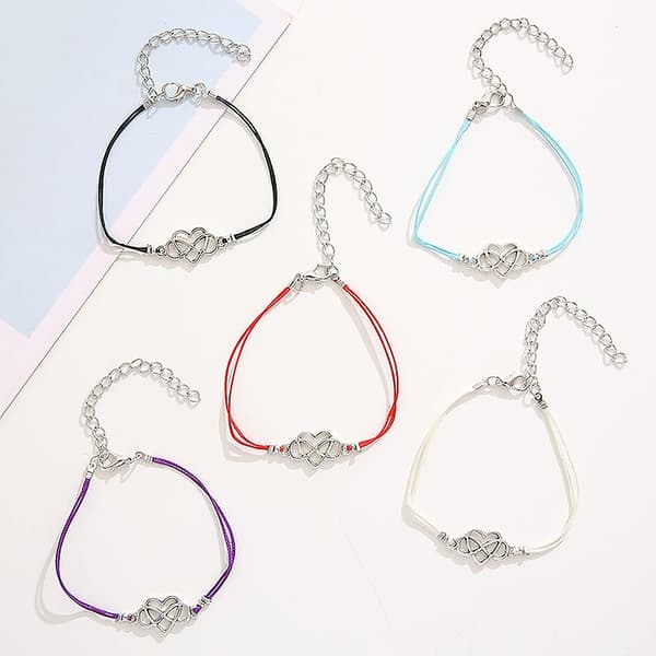 2-pack armband oändlig kärlek hänge legering vaxrem handledssmycken A